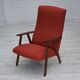 1970s, Danish highback armchair, furniture wool, teak wood, oak wood.