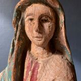 Old Virgin Mary sculpture in polychrome wood, 18th century