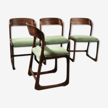 Serie de 4 chaises Baumann traineau en palissandre de rio
