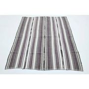 1970s Vintage Turkish Oushak Handmade Wool Cotton Purple Runner Rug 155x186