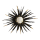 Large brutalist sun mirror in patinated metal with gold accents, 1970.