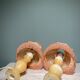 Pair of vintage bedside lamps with pink fringes