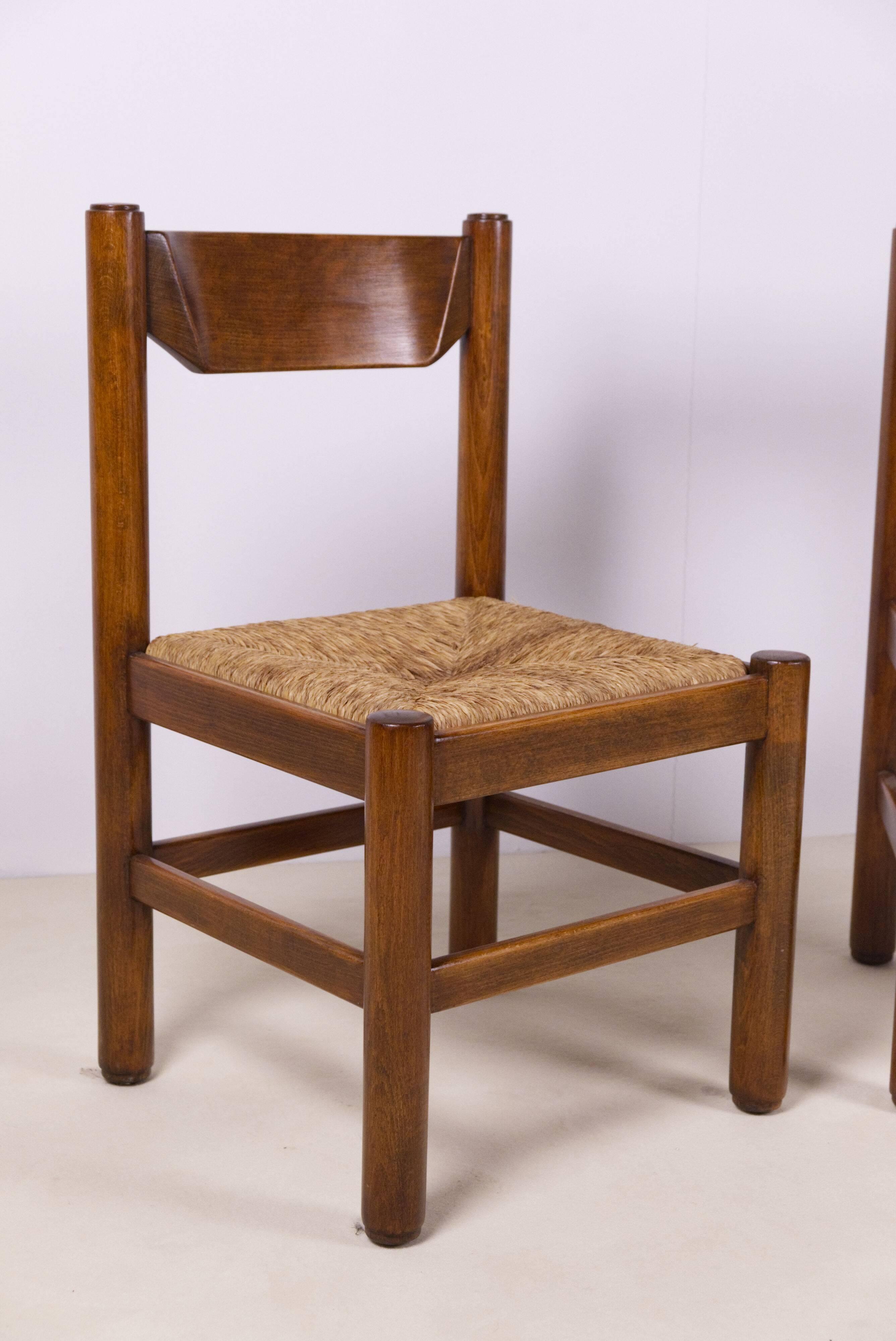 Pair of Beech and Rope Dining Chairs — in the Style Magistretti/Michelucci