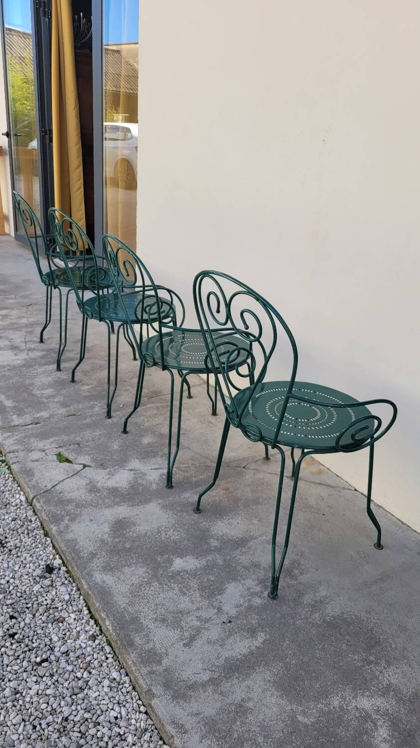 Série de 4 fauteuils de Jardin Fermob en fer ancien