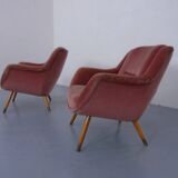Mid-Century French Organic Mohair Lounge Chairs, 1950s, Set of 2