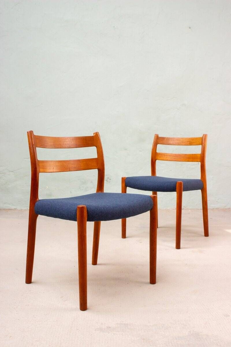 Set of 2 Model No. 84 Teak Chairs by Niels Otto Møller, Denmark, 1960s