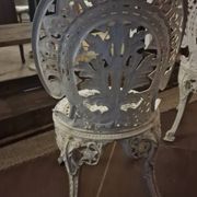 Pair of antique openwork aluminum garden chairs – Victorian style