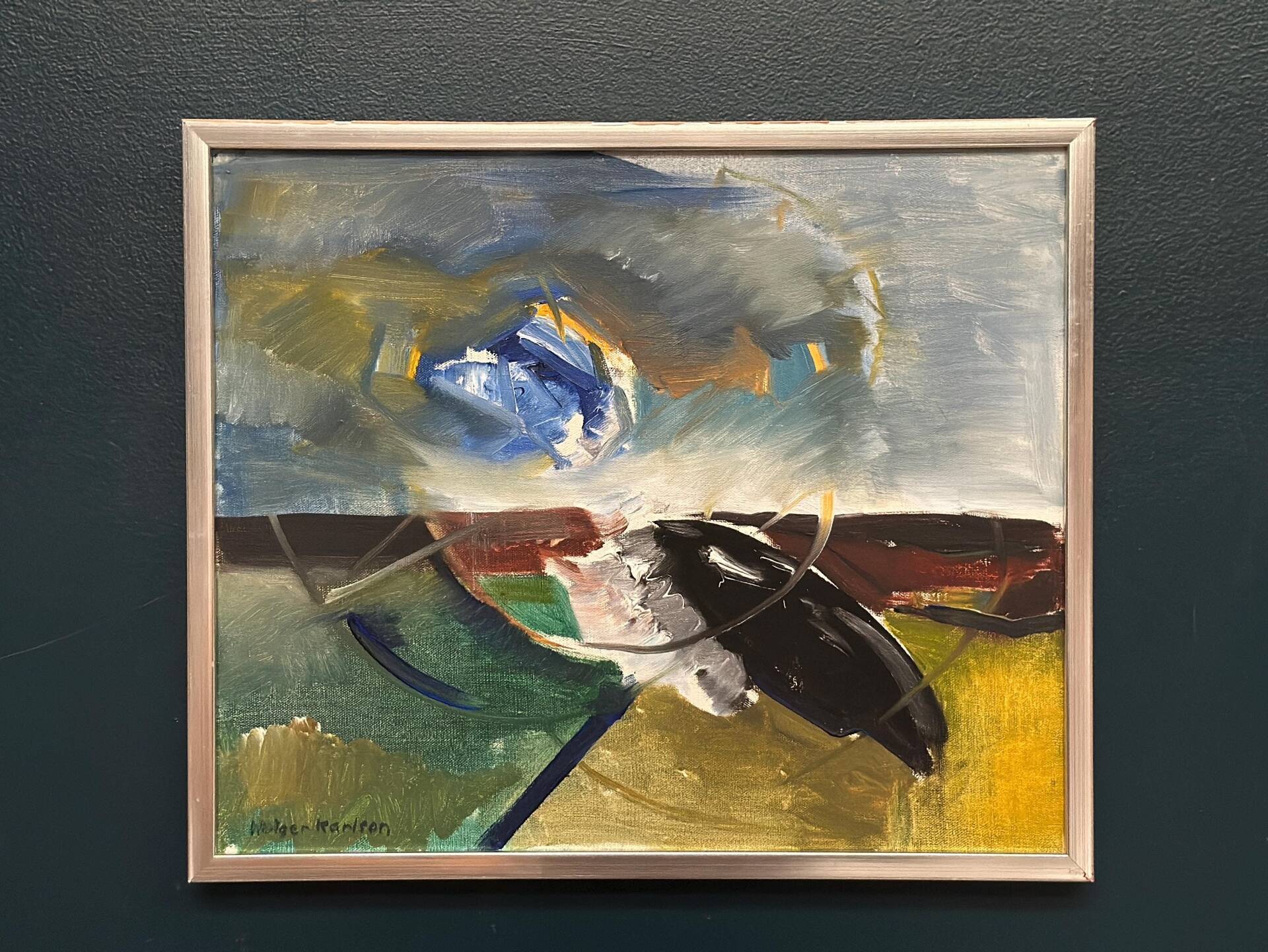 Huile sur toile originale suédoise – “Composition” par Holger Karlson