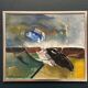 Huile sur toile originale suédoise – “Composition” par Holger Karlson