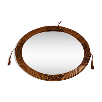 Oval stucco and wood mirror 1930 46x35cm