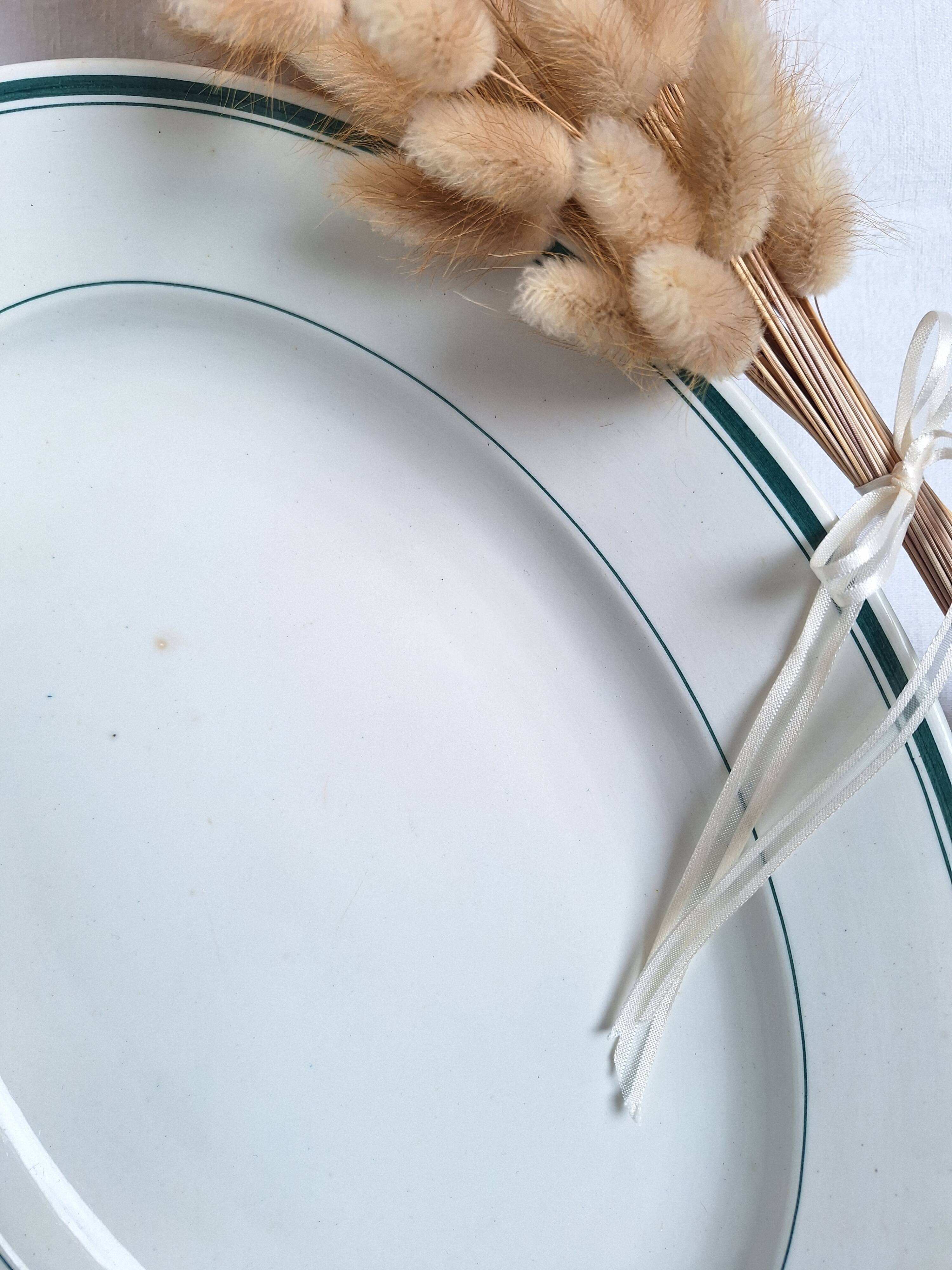 Green oval shallow dish from Moulin des Loups