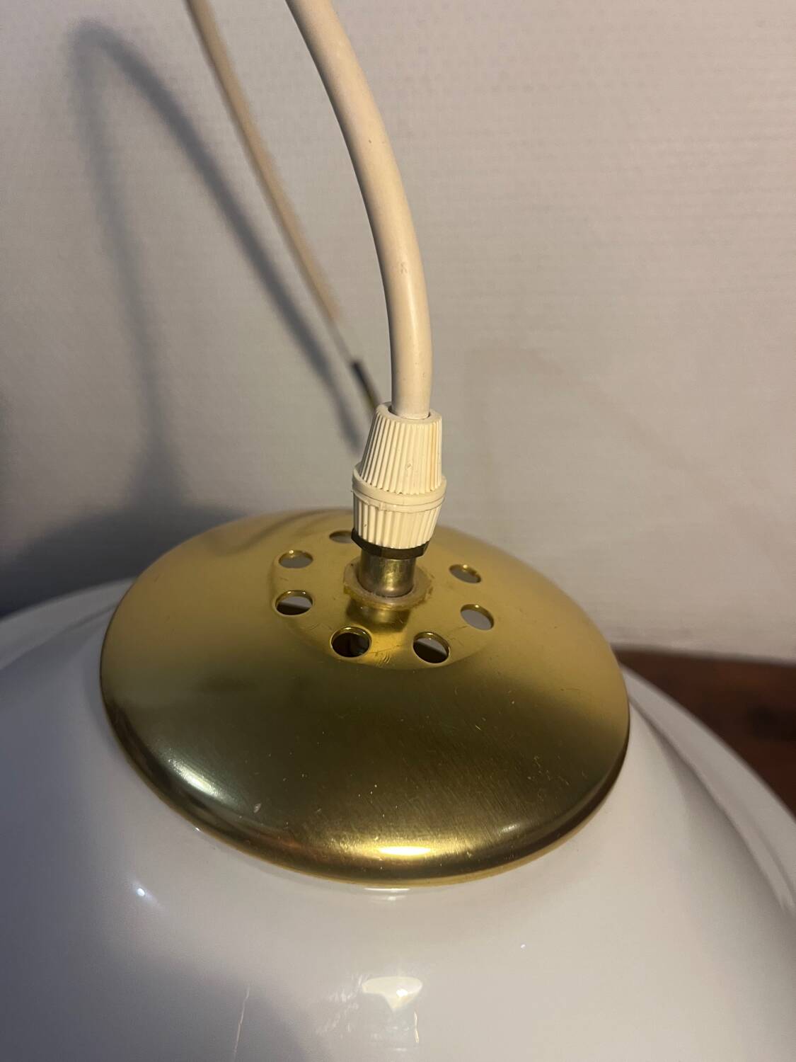 Pascot opaline globe pendant light, gold canopy