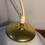 Suspension globe opalin, pavillon doré Pascot