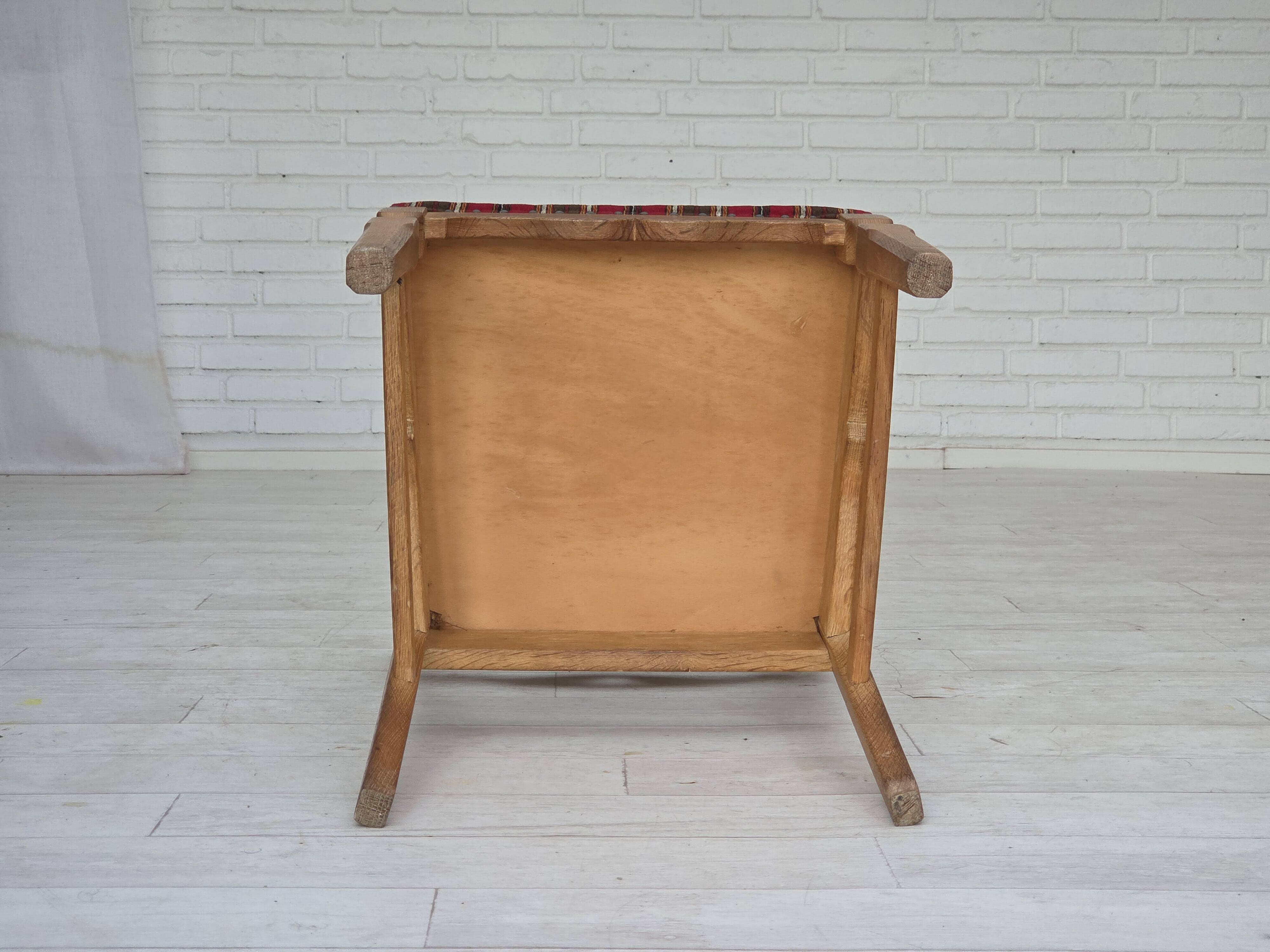 1960s, set of 4 pcs Danish dining chairs, furniture wool, solid oak wood.