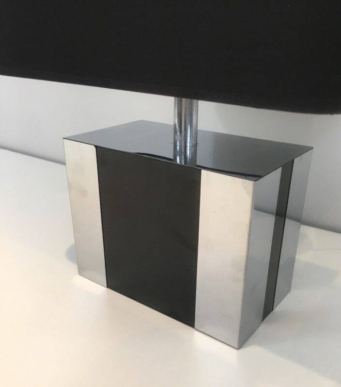 Chrome and black lacquer lamp