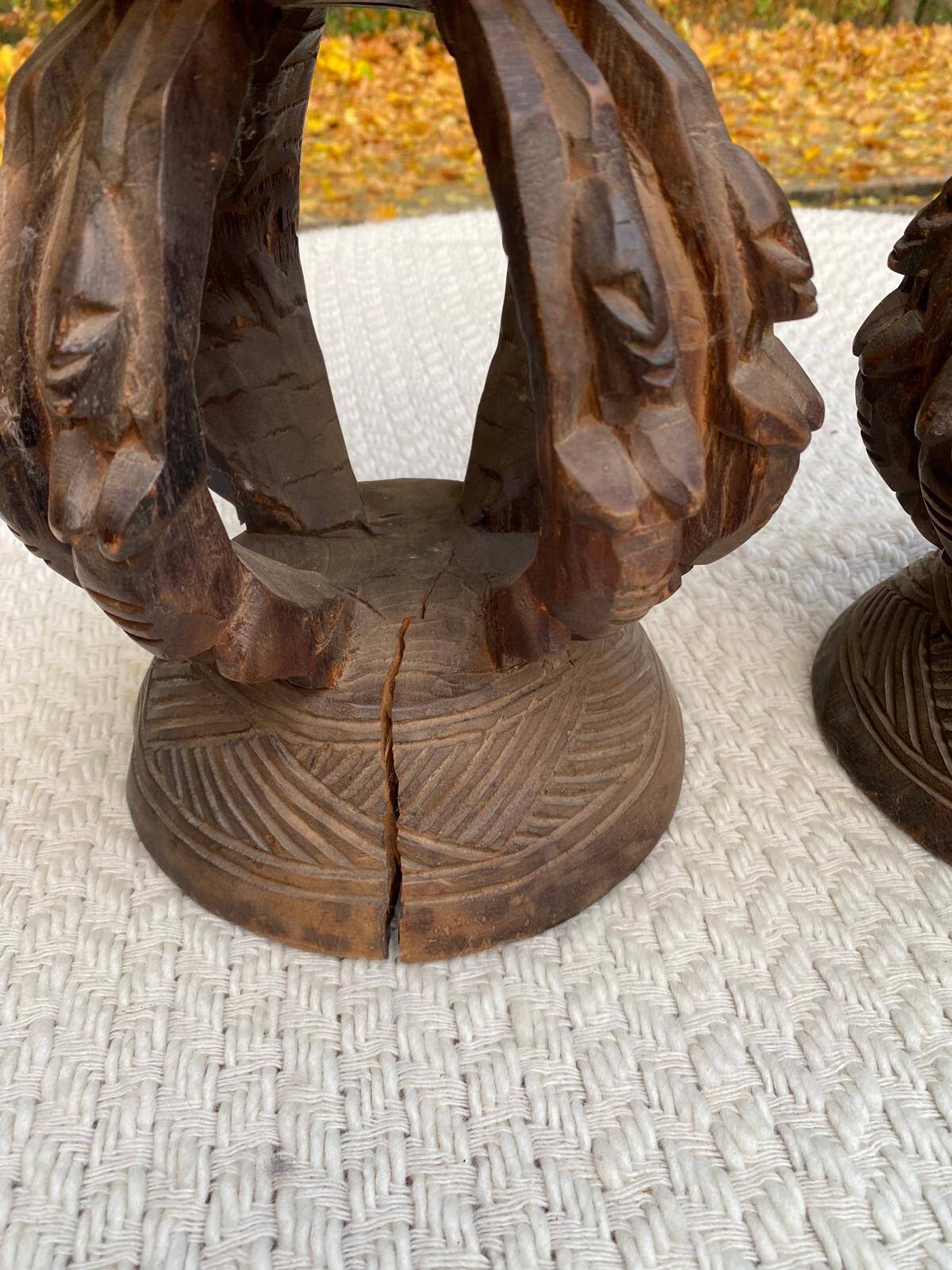 2 Dogon samba stools carved from solid wood