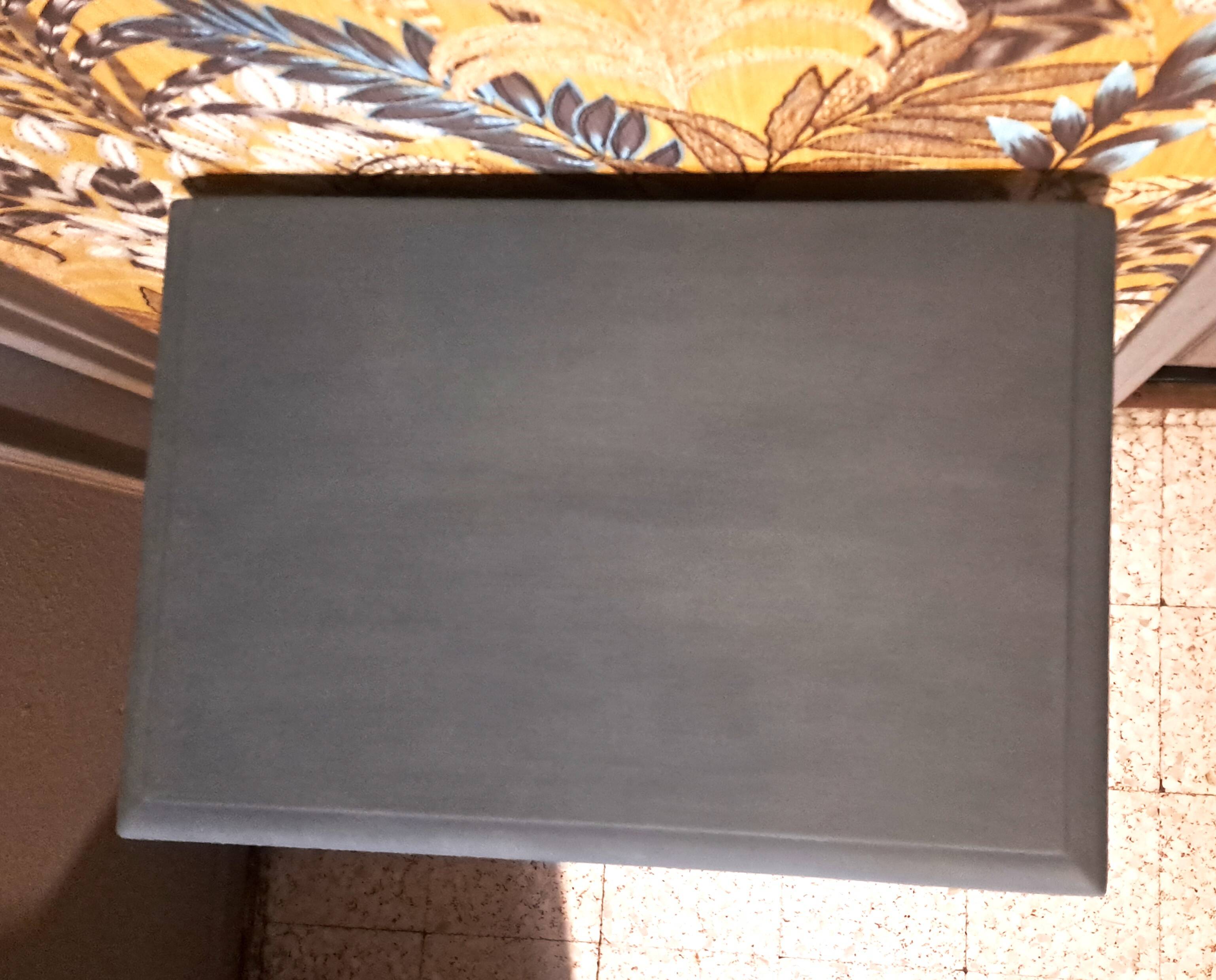 Restored 1900 bedside table in solid wood painted in Gustavian grey