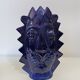 Lion vase blue glazed earthenware design XXe Sandra Corina Paris