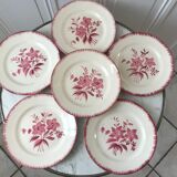 Set of 6 flat plates longchamp pinks years 30-40