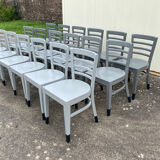 Set of 18 gray bistro chairs