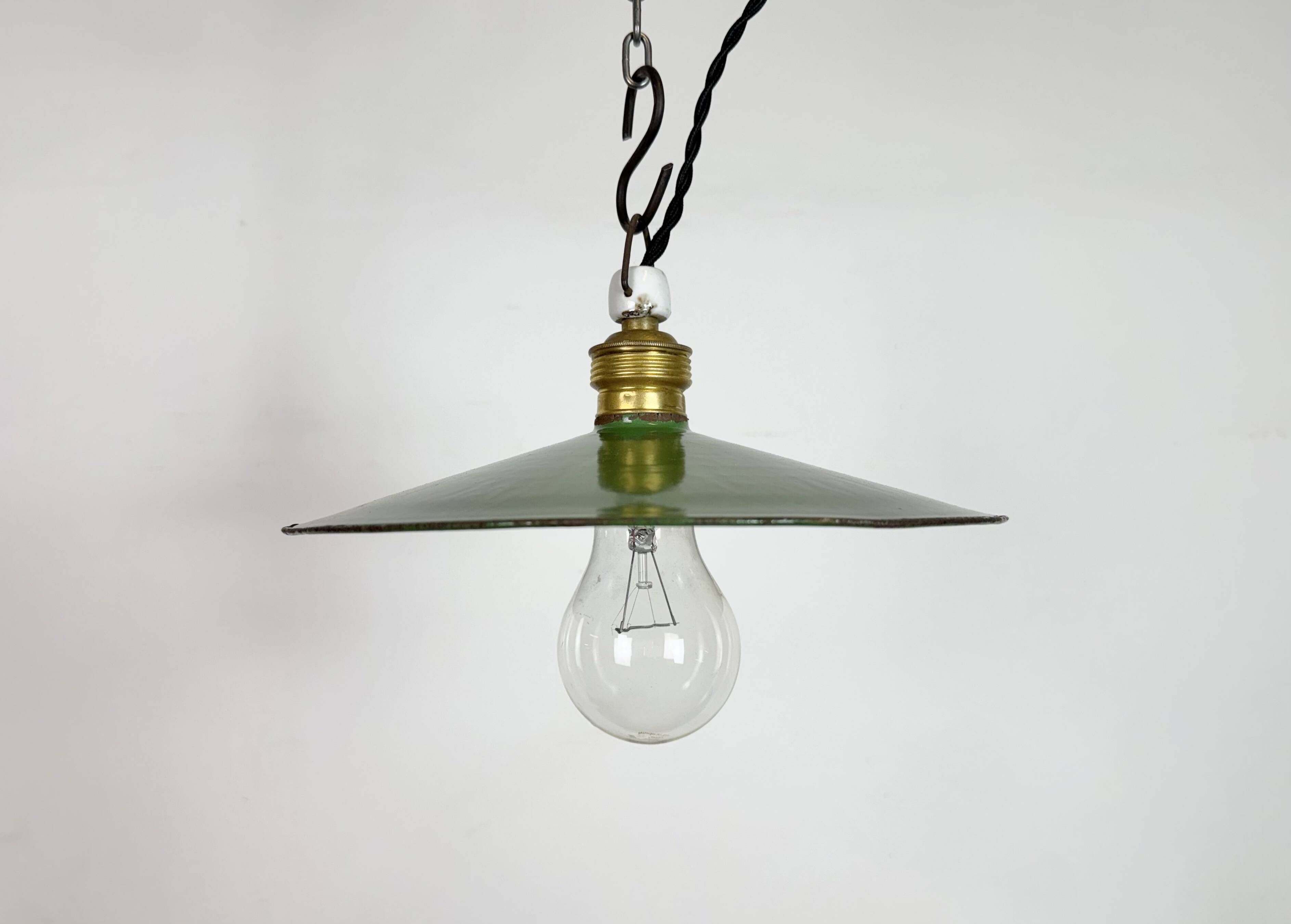 Industrial Green Enamel Light, 1930s