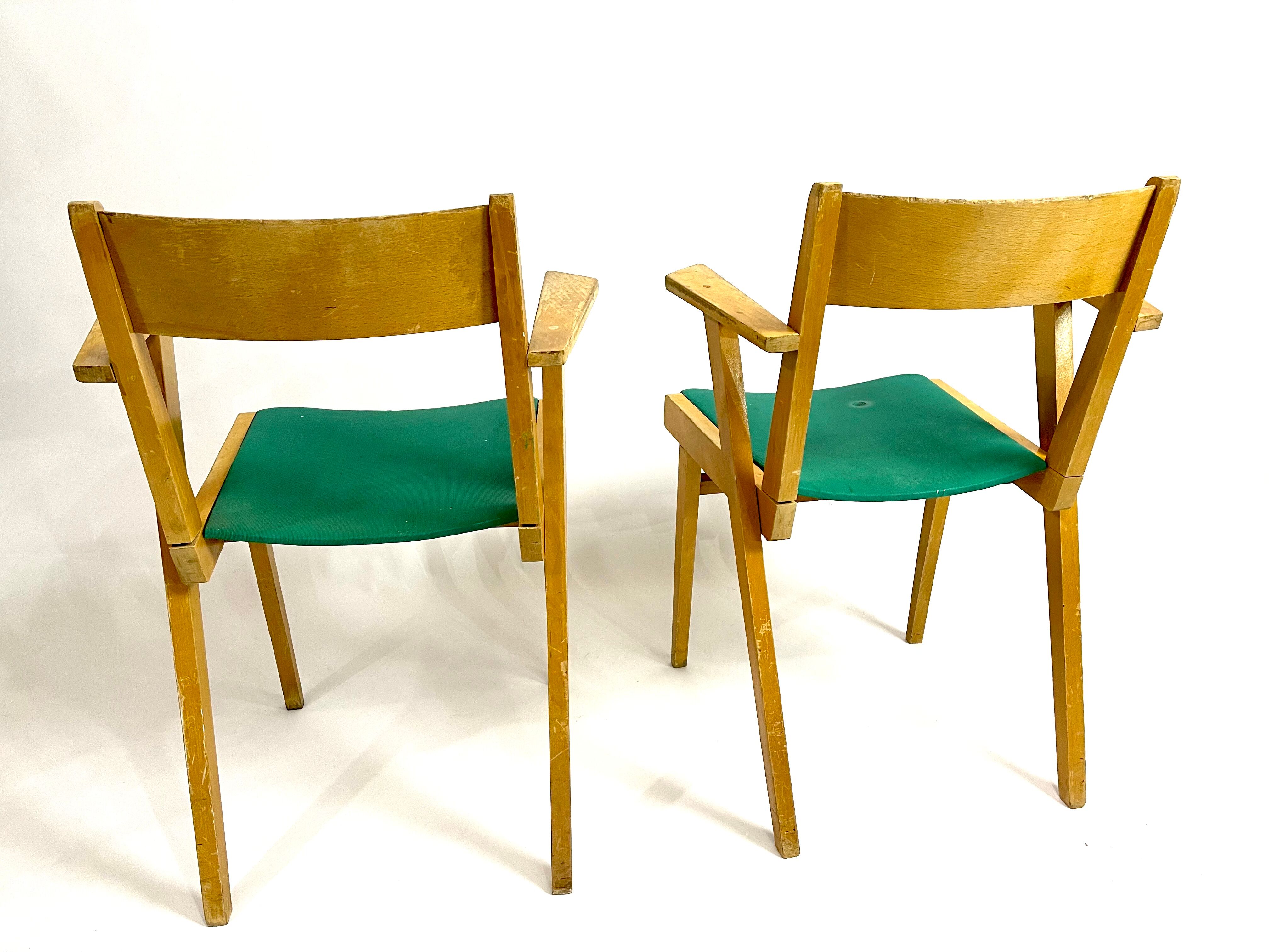 Pair of chair chair bridge design vintage 50