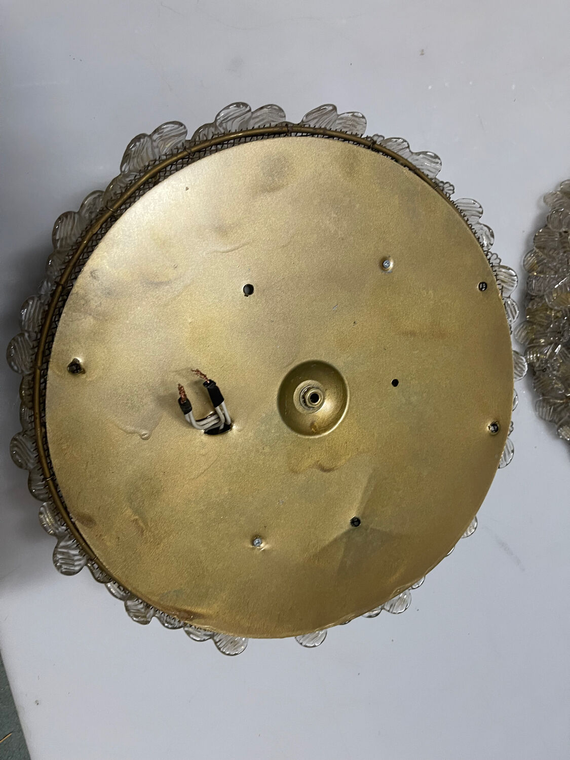 Murano Glass Flower Seguso Flushmounts Set of 2 1960’s