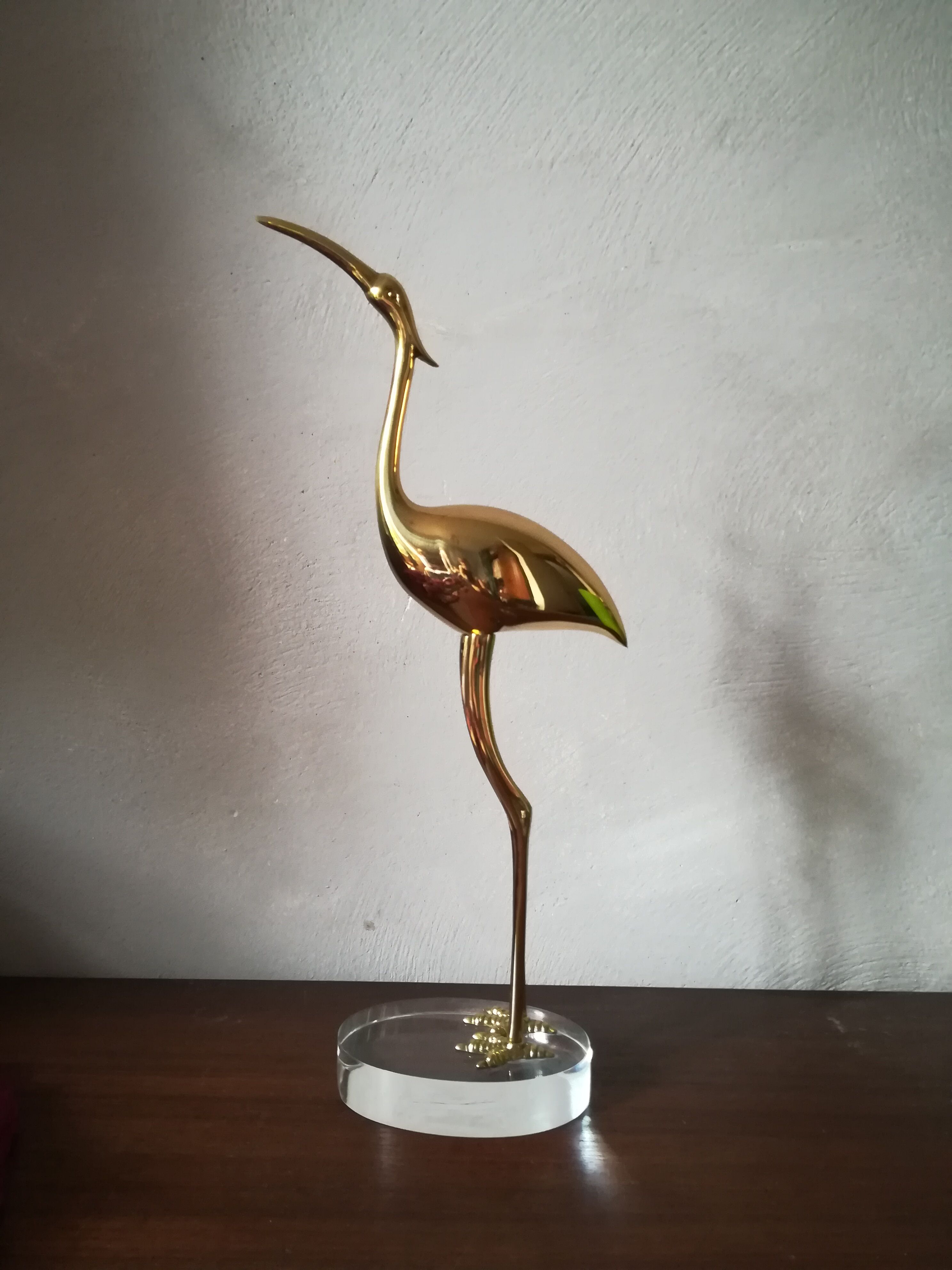 Heron or brass ibis on Plexiglas base