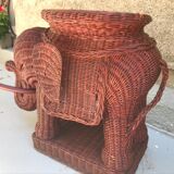 Table d'appoint elephant rotin 1970
