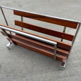 Vintage magazine rack from  rosewood and chrome design