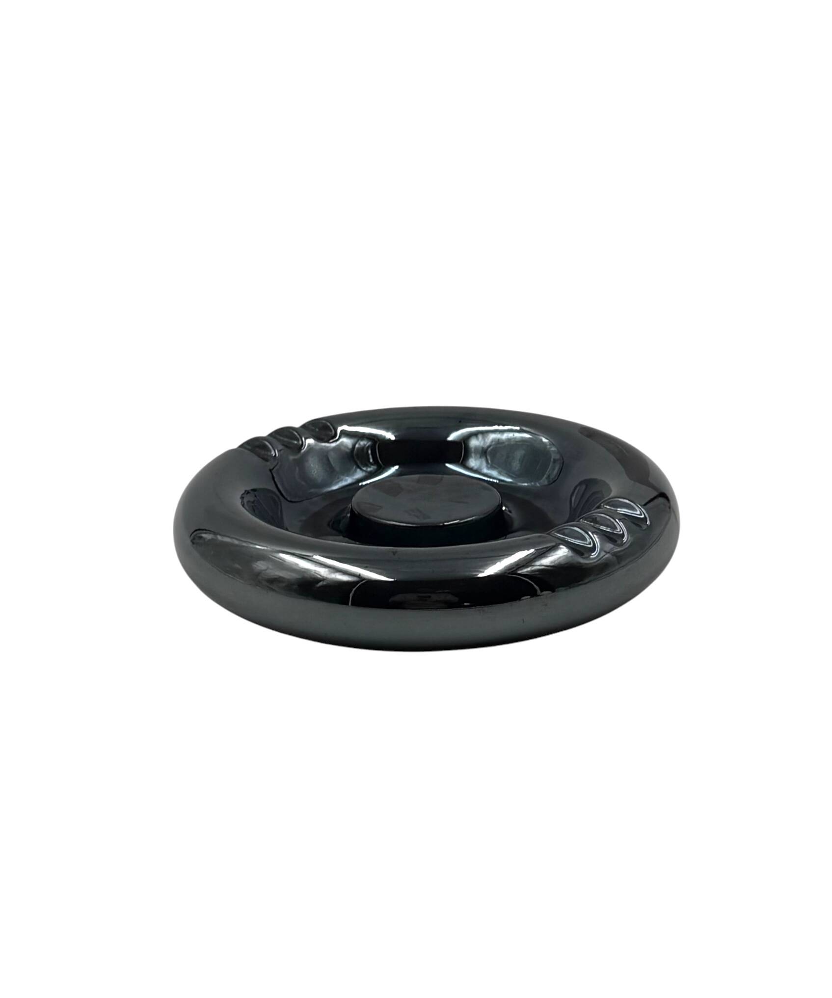 Space age blue iridescent ceramic ashtray / vide poche, Italy 1970s