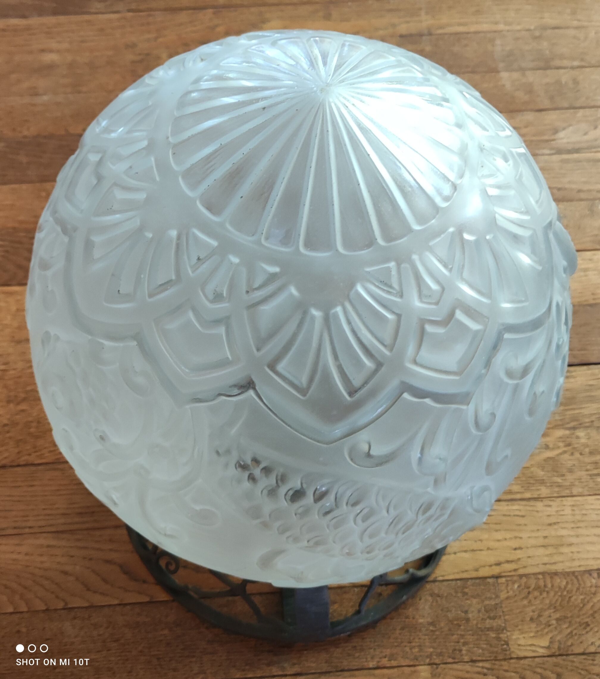 Globe suspension Art Déco/décor poisson