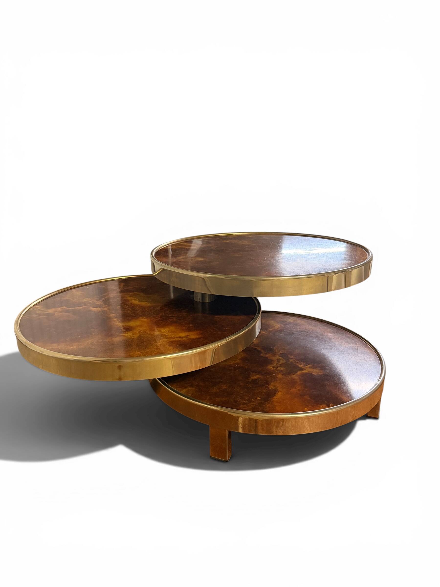Coffee Table with 3 Platforms in Elm Burl - Maria Pergay