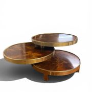 Coffee Table with 3 Platforms in Elm Burl - Maria Pergay