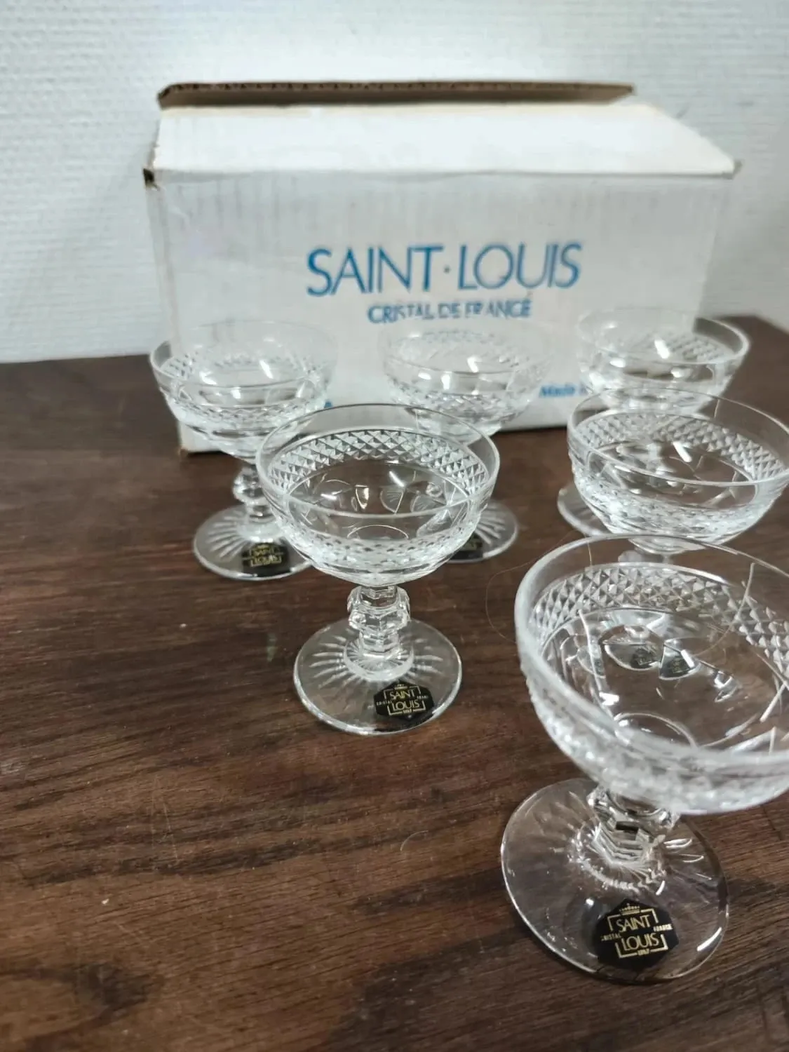 Set of 6 crystal digestif glasses from Saint Louis Trianon - NEW