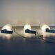 Set of 3 semi-transparent glass and white metal wall lights, 1960, Germany