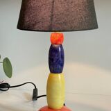 ALABASTER STONE LAMP Blue, Yellow and Red 80s
