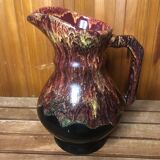 Old morvan small mass pitcher black & red ceramic vintage