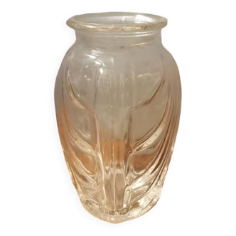 Vase en verre moulé pressé végétal art déco vintage