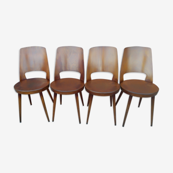 Suite de 4 chaises de bistrot Baumann modèle Mondor années 1960