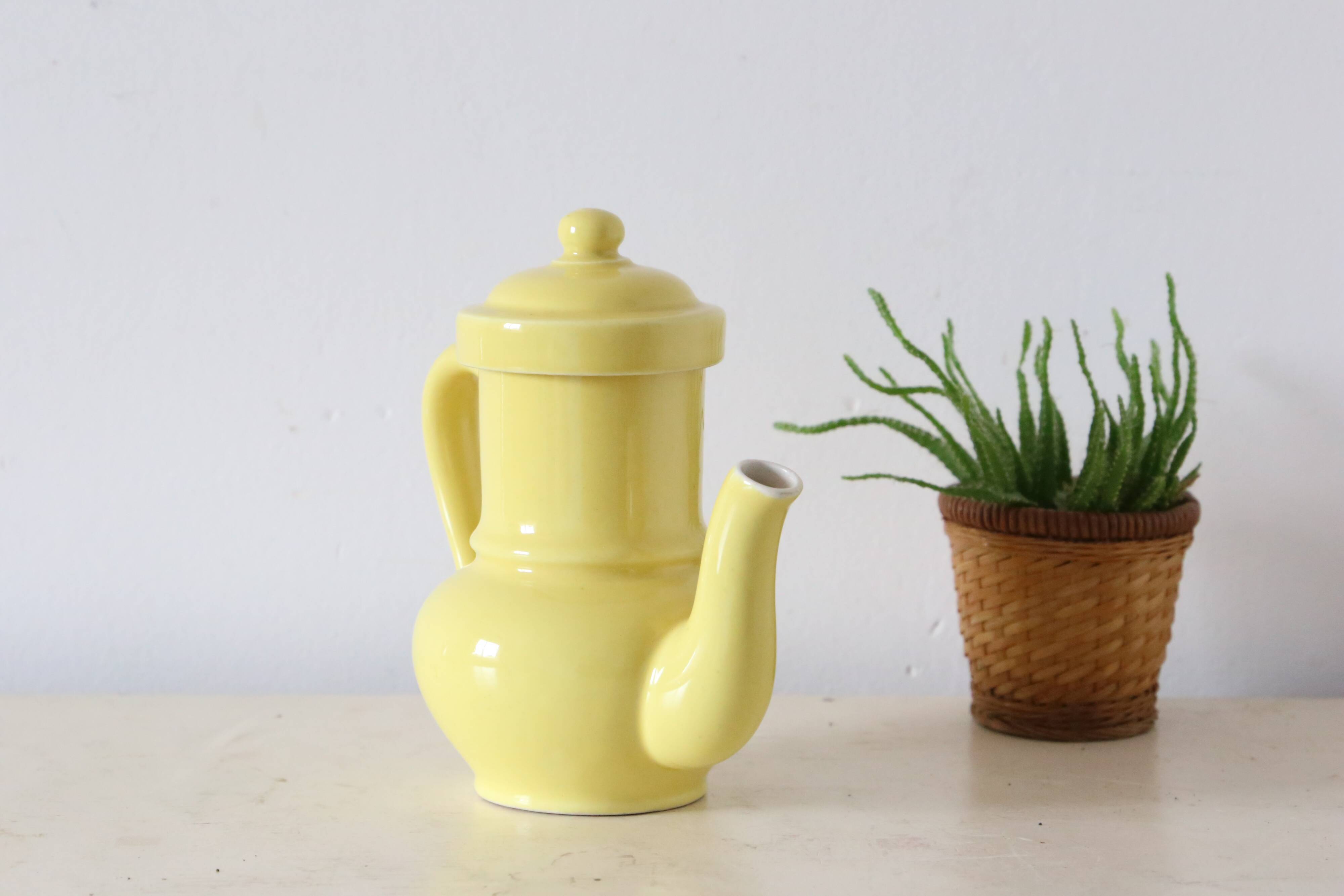 Yellow, france, vintage teapot