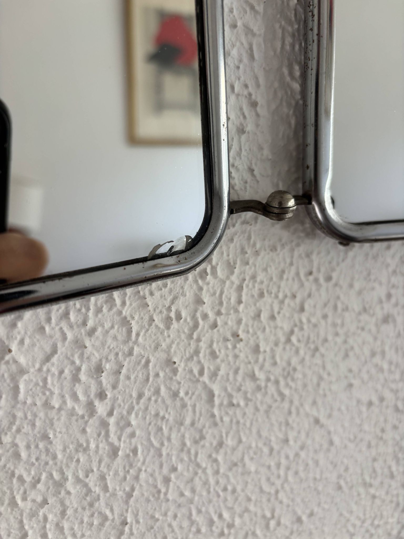 Vintage 1960 triptych barber mirror silvered Arpin - 28 x 70 cm