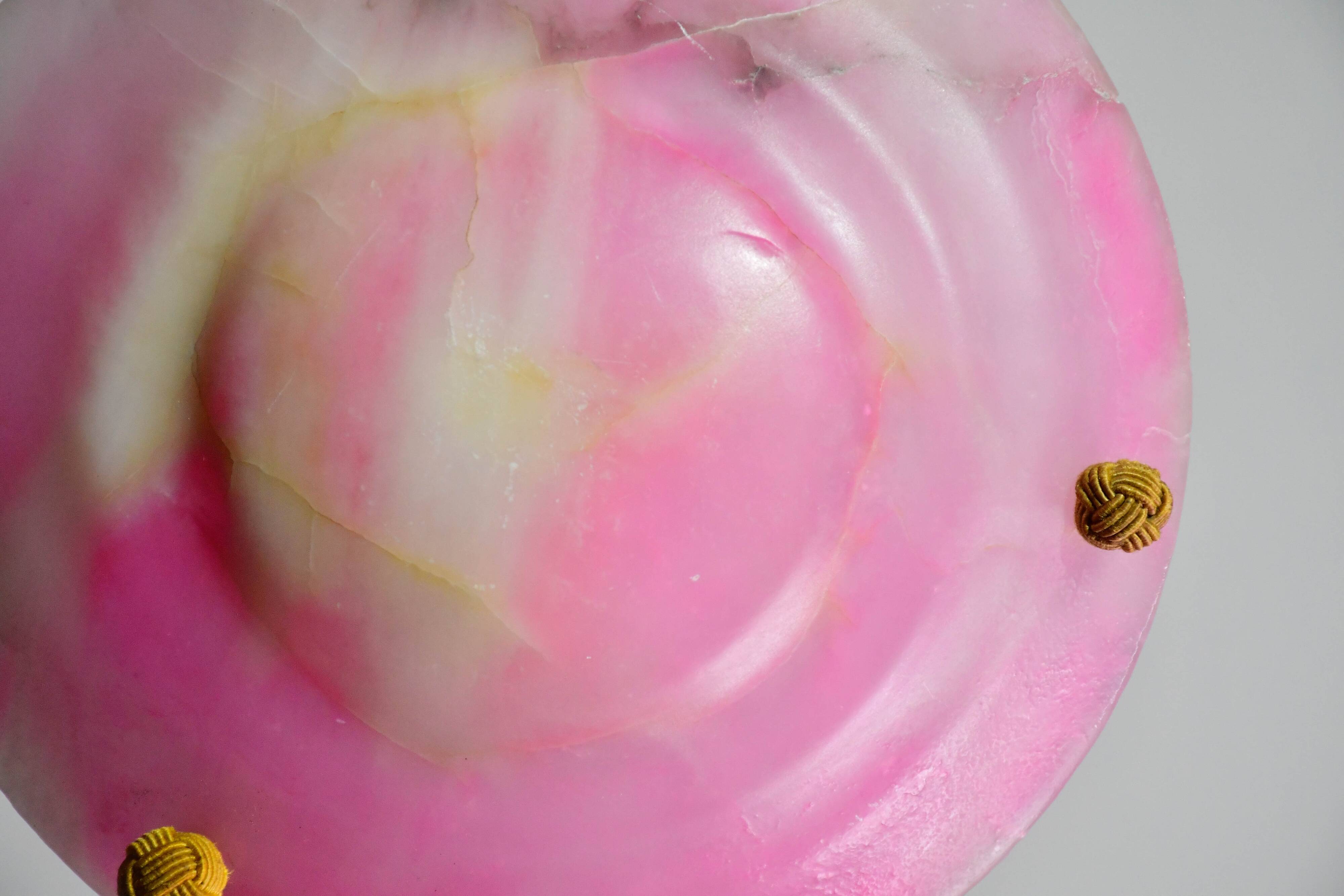 Charming pink Art Deco alabaster pendant, 1940s