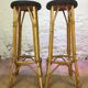 Rattan bar and its 2 stools 60s