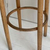 2 wooden and cane stools