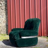 Fauteuil en velours vert "spage age" par Beka, 1970