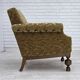 1960s, Danish armchair, furniture velour, carved oak wood.