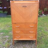 Vintage secretary in oak with compass base