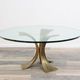 Glass coffee table, 80s design, Luciano Frigerio. Brutalist design