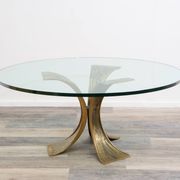 Glass coffee table, 80s design, Luciano Frigerio. Brutalist design